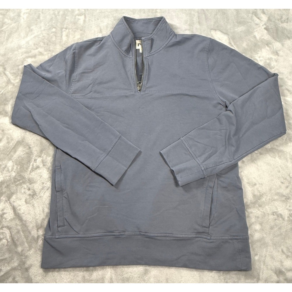 Pact Organic Cotton Quarter Zip Pullover Blue Gray French Terry Sweatshirt M